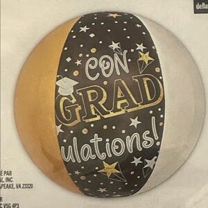Graduation 'ConGRADulations!' Beach Ball in Gold, Black, White